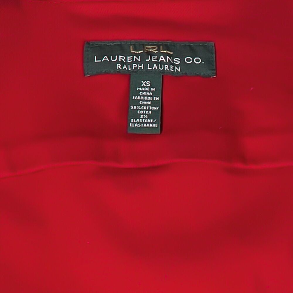 Ralph Lauren Womens Jean Jacket Red Button Front Stretch Denim Preppy Cropped XS - Picture 3 of 9